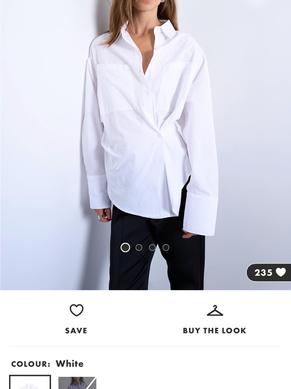 ASOS White Oversized Twist-Front Dress Shirt